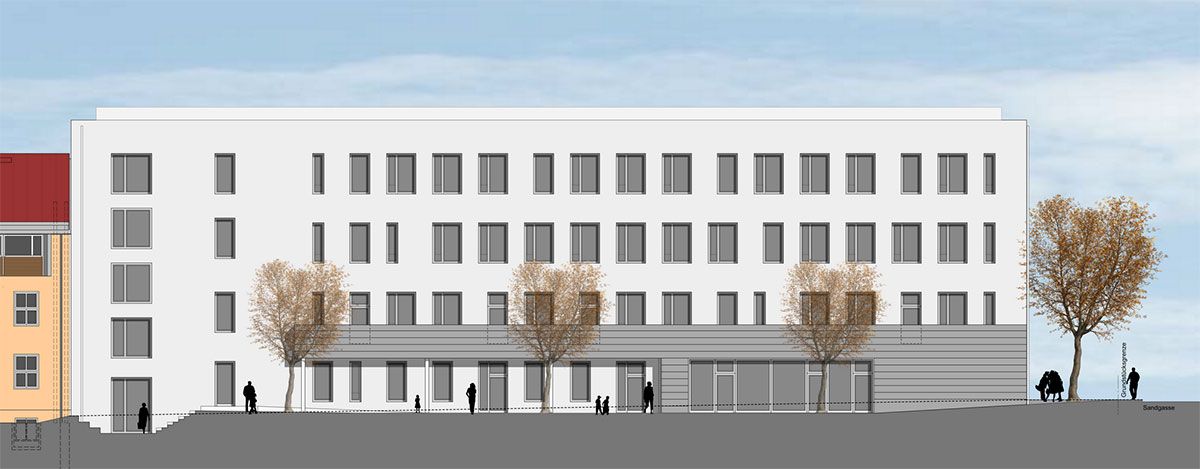 Zeichnung – Schule St. Konrad - Ansicht Nord Neubau