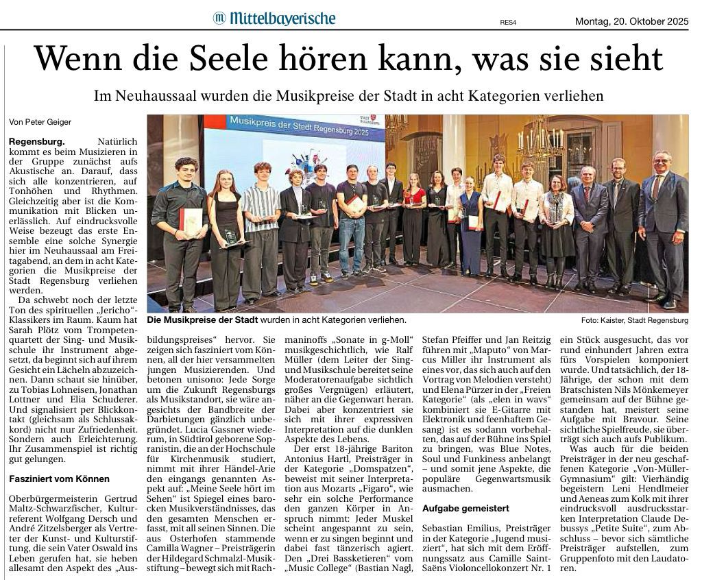 2025-10-20_VMG-MKK_Musikpreis_MittelbayerischeZeitung_Artikel