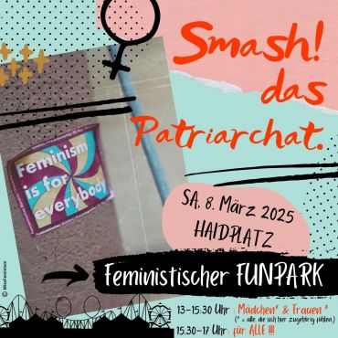 Bunter Flyer für eine Veranstaltung am 8. März am Haidplatz