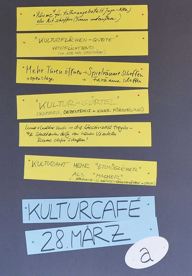 Kulturportal - Kulturcafe - Wand mit Post-its