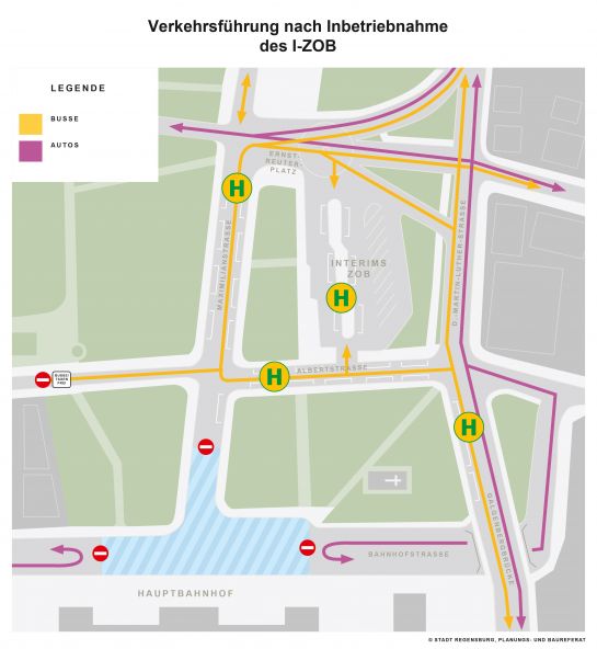 Karte - Interims ZOB Verkehrsführung (C) Stadt Regensburg