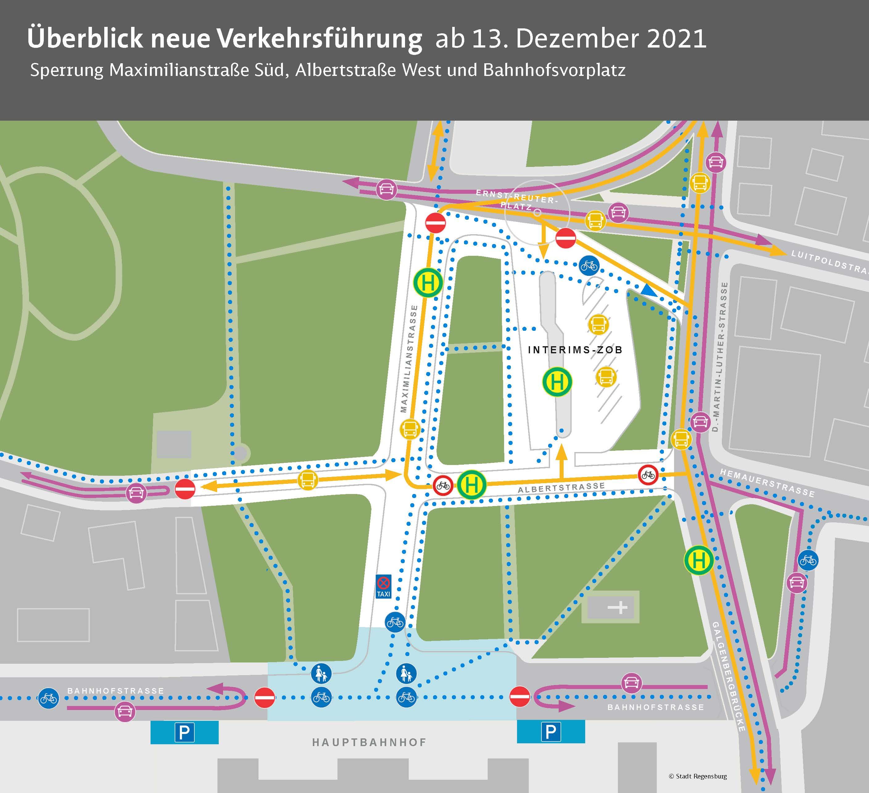 Überblick neue Verkehrsführung ab 13. Dezember 2021
