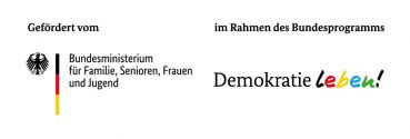 "Demokratie leben!" - Logo des Bundesministeriums für Familien, Senioren, Frauen und Jugend
