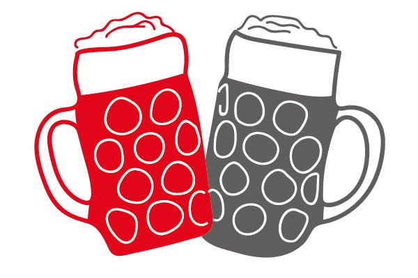 Grafik: Zwei Bierkrüge