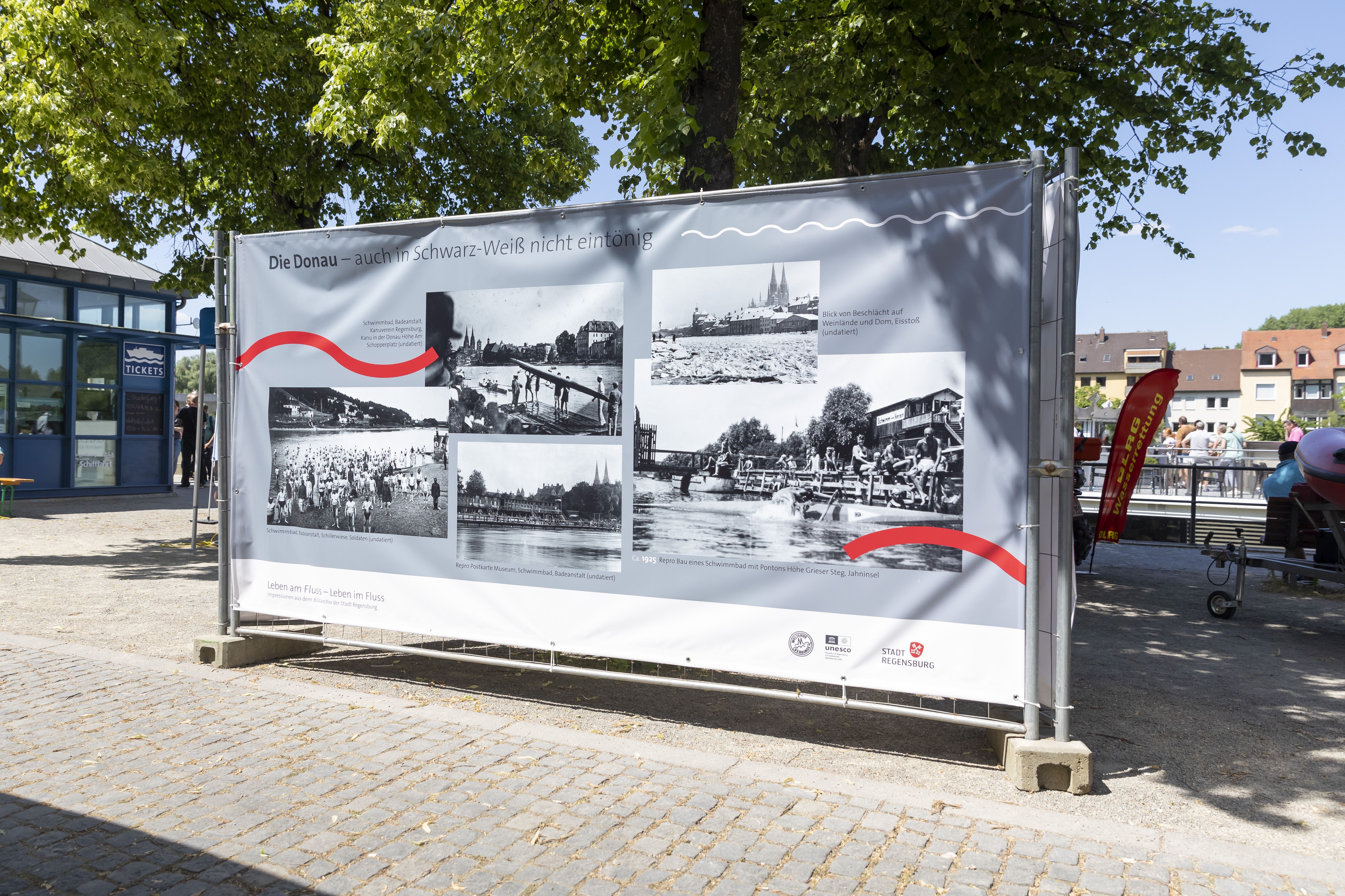 Welterbetag 2023: Donau (Er)leben: Welterbemeile am Marc-Aurel-Ufer 23: Bauzaunausstellung Leben an der Donau