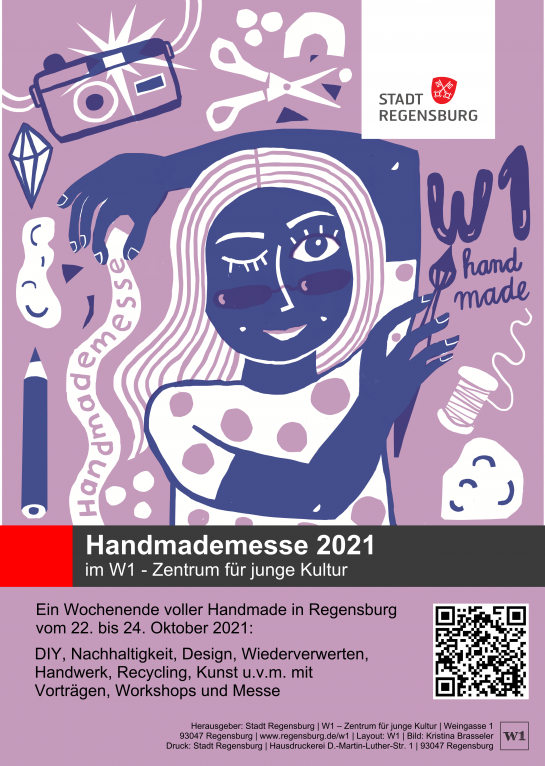 Plakat der Handmademesse 2021 © Illustration: Kristina Brasseler, Layout: Stadt Regensburg, W1