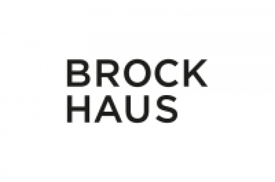 in Druckbuchstaben stet Brockhaus auf weißem Hintergrund