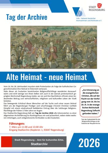 Plakat zum Tag der Archive 2026 mit einem historischen Gemälde als Bild