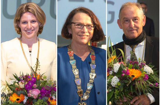 Collage - Oberbürgermeisterin Gertrud Maltz-Schwarzfischer, Bürgermeisterin Dr. Astrid Freudenstein und Bürgermeister Ludwig Artinger