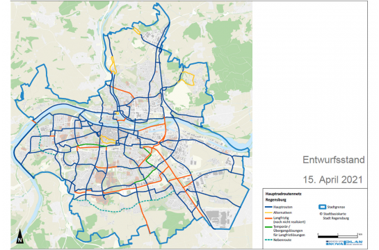 Grafik: Karte mit Radroutennetz