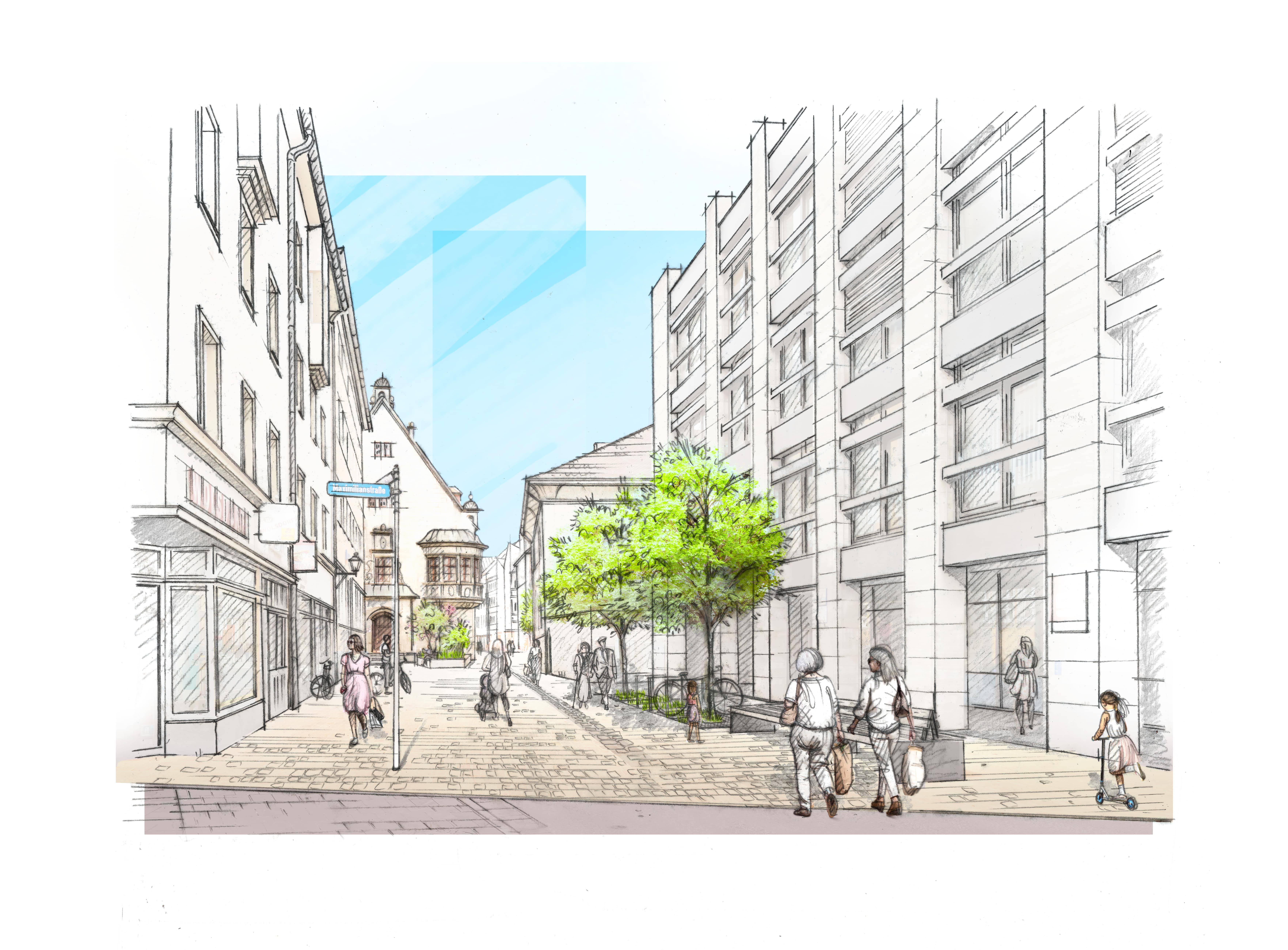 Zukunftsvision: Drei-Kronen-Gasse nach der Verkehrsberuhigung