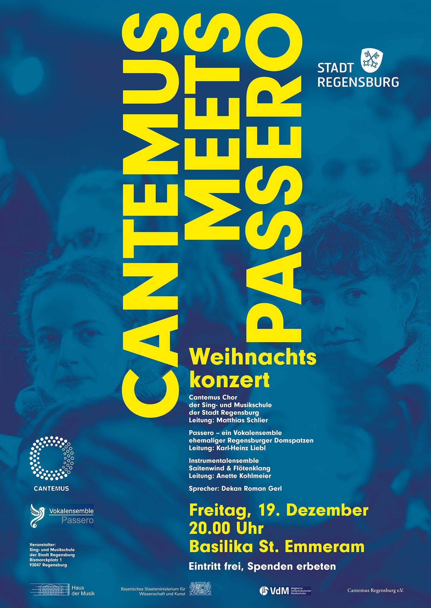 Cantemus meets passero, Konzert am 19.12. um 20 Uhr in der Basilika St. Emmeram, Eintritt frei, Spenden erbeten 