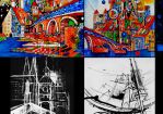REGENSBURG . Acryl/Leinwand . Mischtechnik/Papier © Koubek Ivana