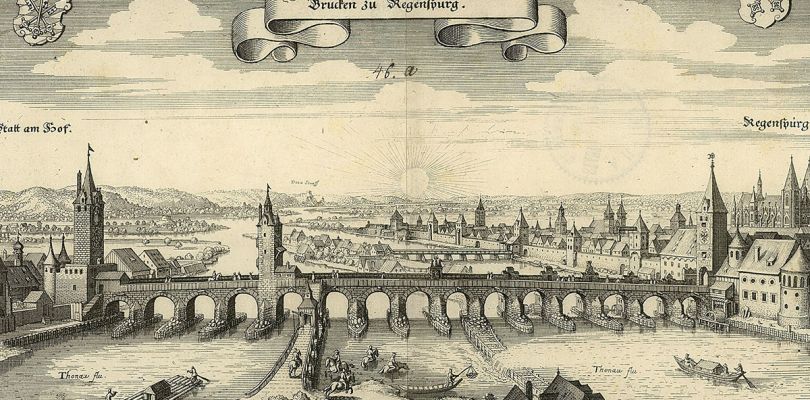 Themenbild Stadtgeschichte - Merian-Stich der Steinernen Brücke