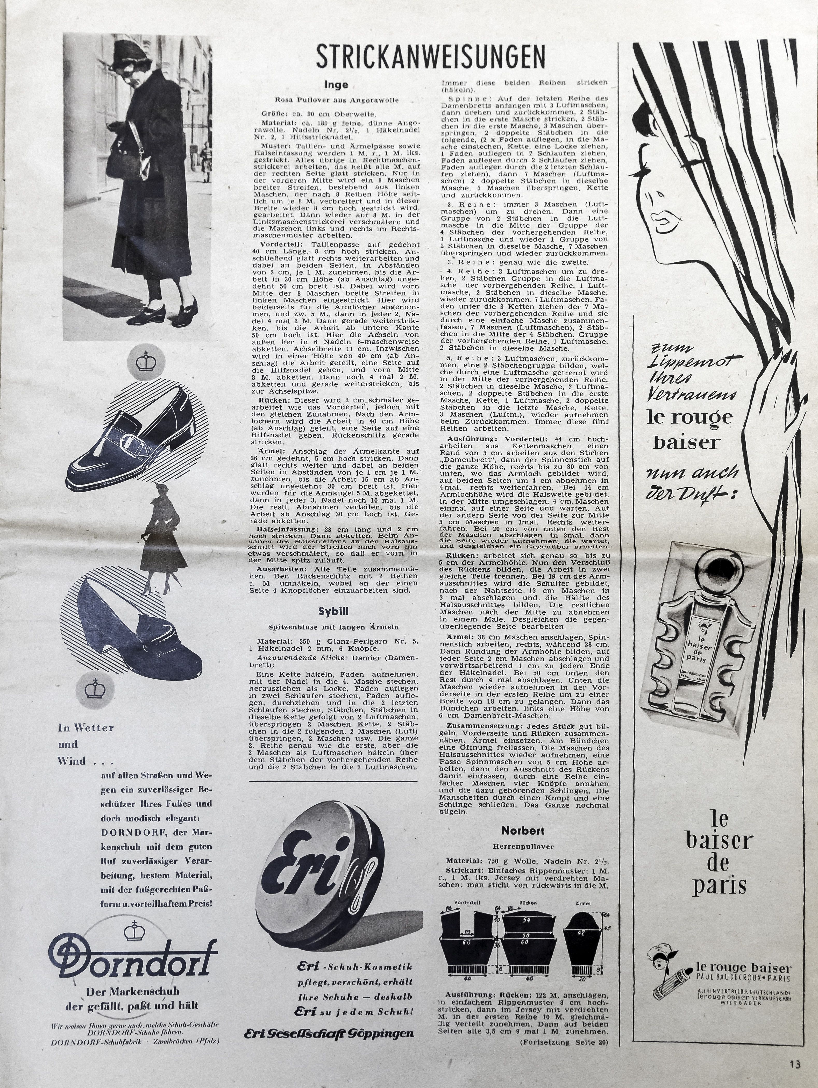 Fotografie: Innenseite der Zeitschrift „Ihre Freundin“, Jahrgang 1951