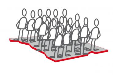 Grafik: Menschen auf einer Platte